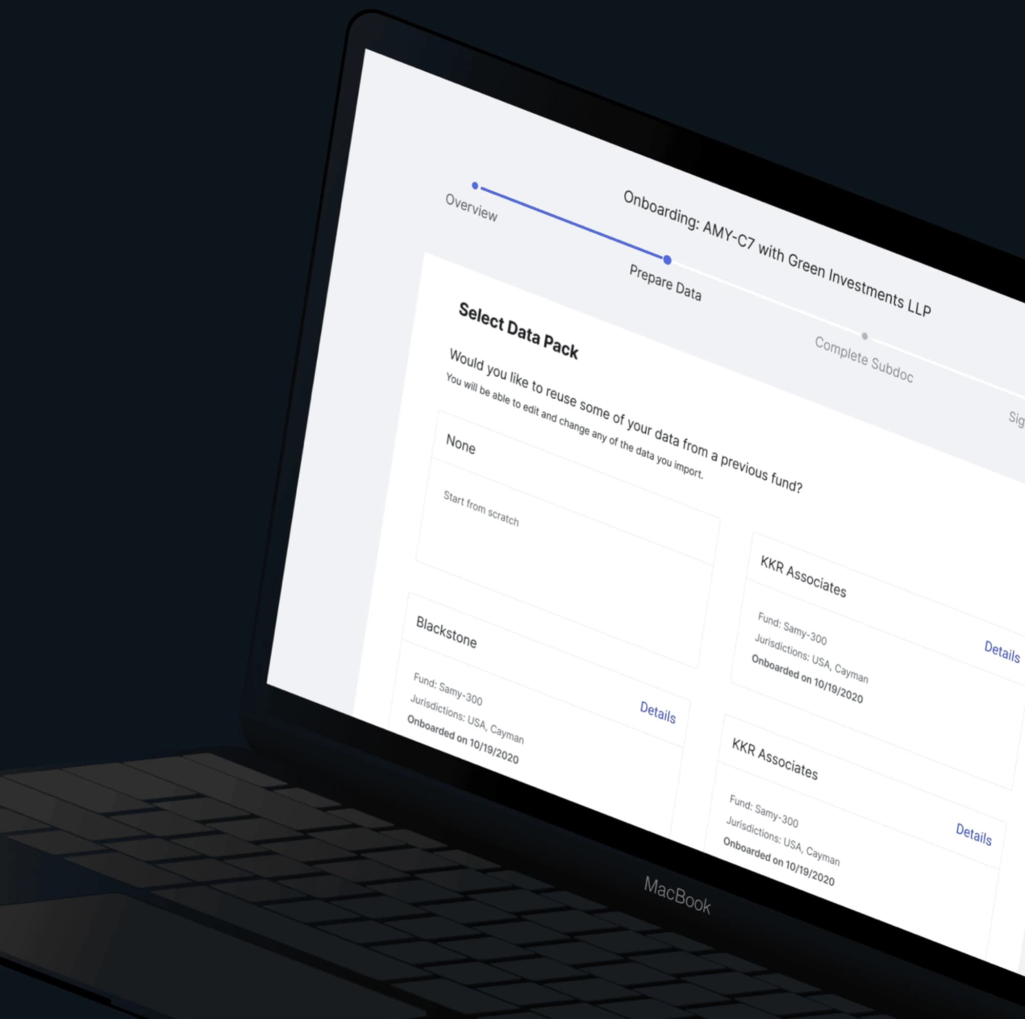 FIS investor onboarding on a laptop