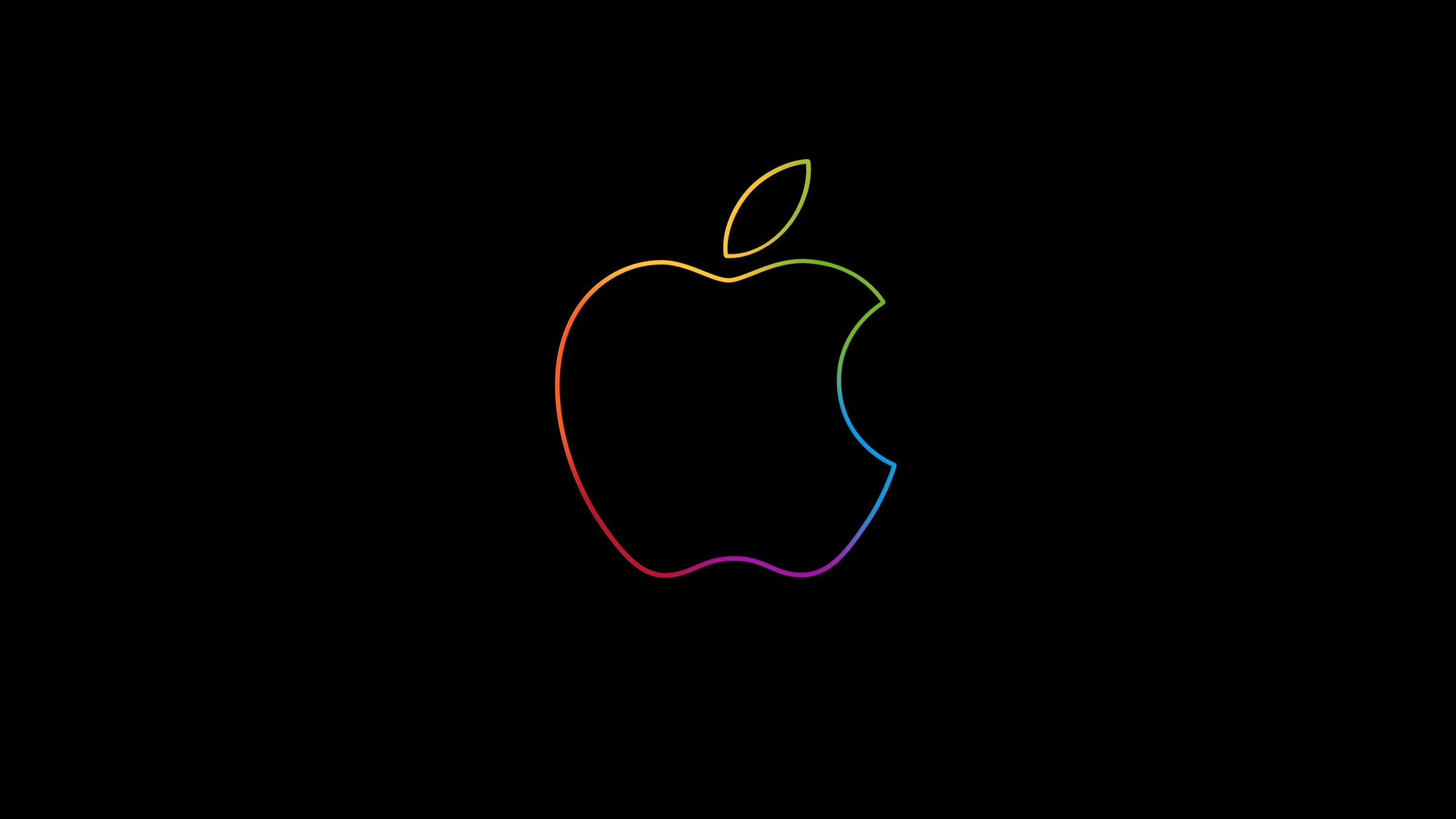 Colorful Apple logo outline on black