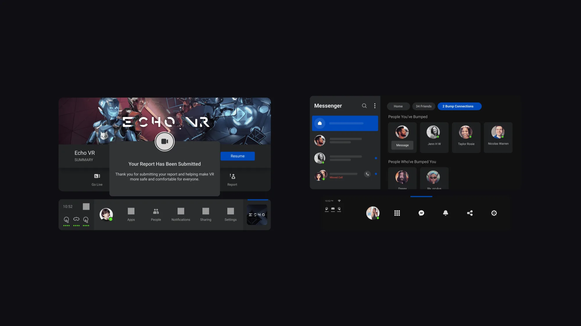 Oculus VR interface concept